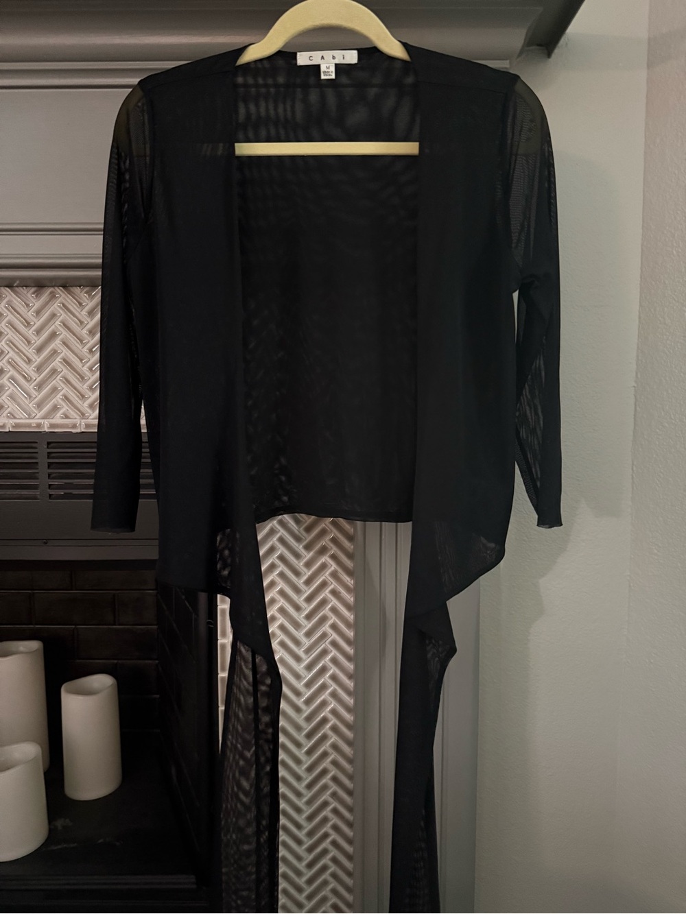 CAbi Black Sheer Waterfall Bolera